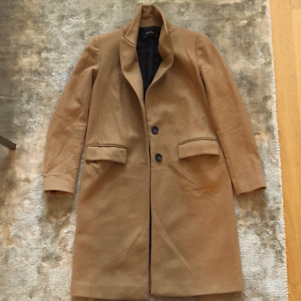 Zara Basic Coat in Camel/Beige